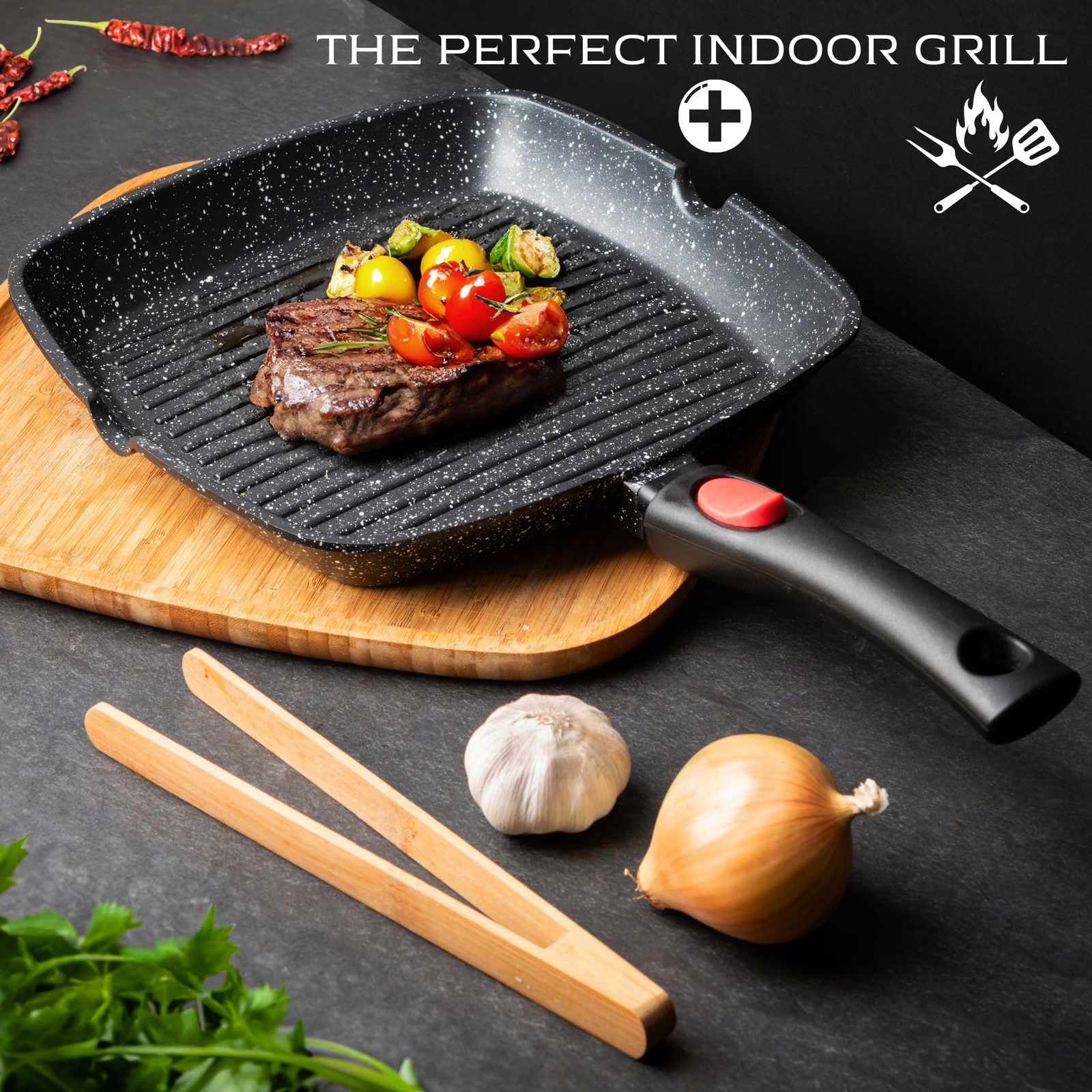 Moss & Stone Square Size: 11″x11″ pan (10.5″ cook area), 7.1″ handle, Black