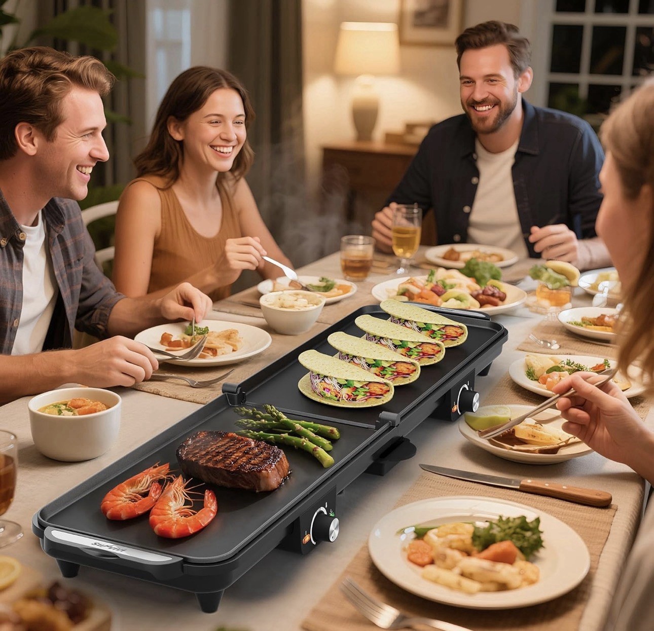 Sunvivi 38” Extra Large Electric Griddle – Foldable Grill Nonstick Plate, NEW!!