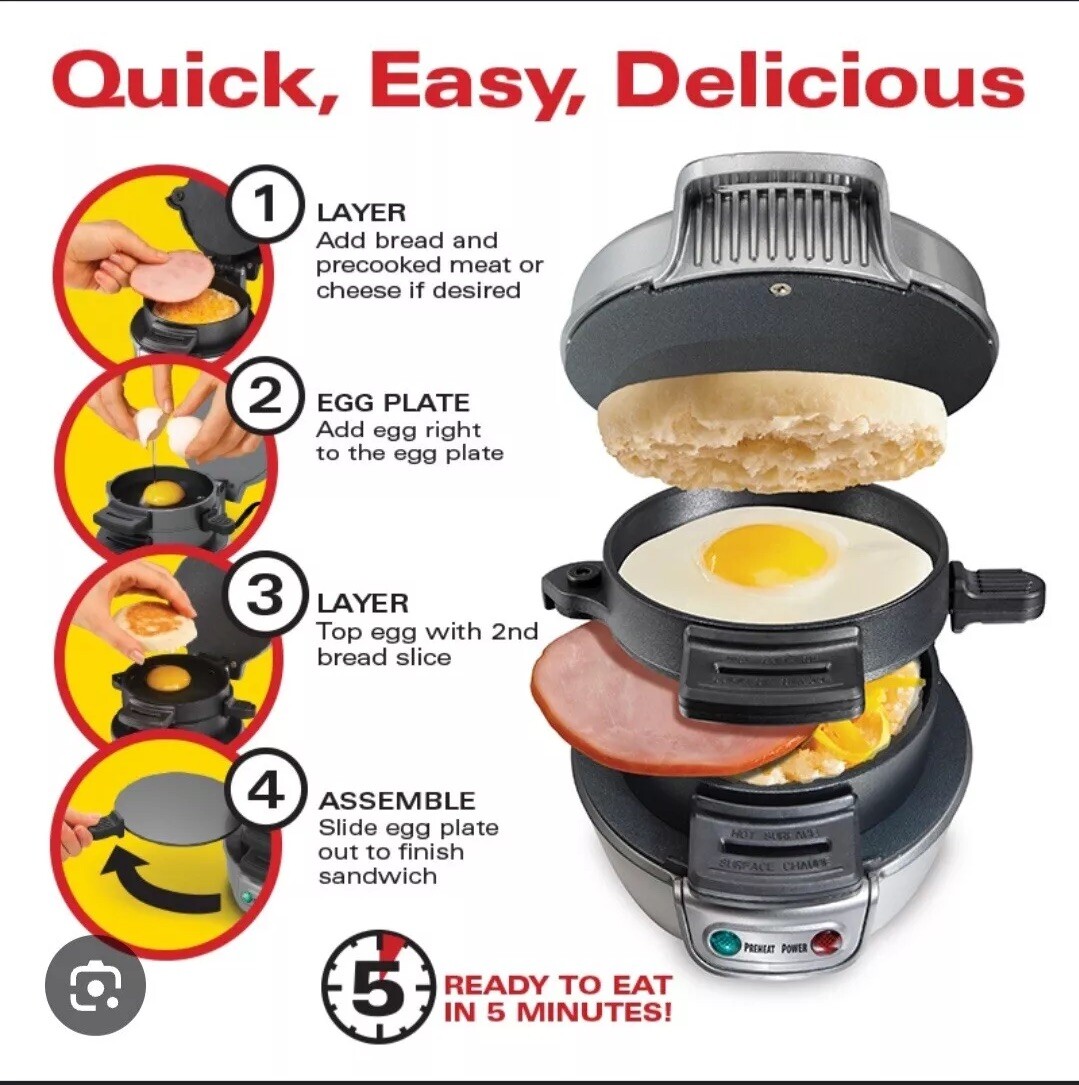 Hamilton Beach Dual Breakfast Sandwich Maker with Timer, Silver 25490A – Silver