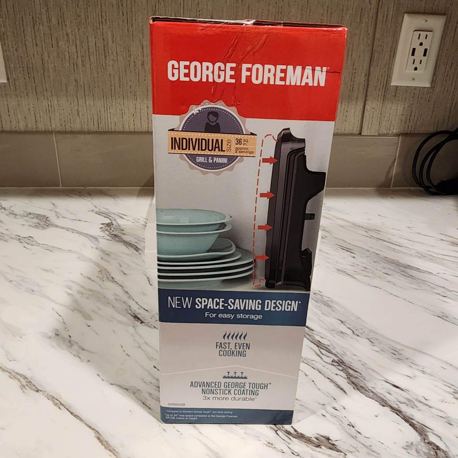 George Foreman Grill & Panini Press Nonstick Ceramic Space-Saving Design