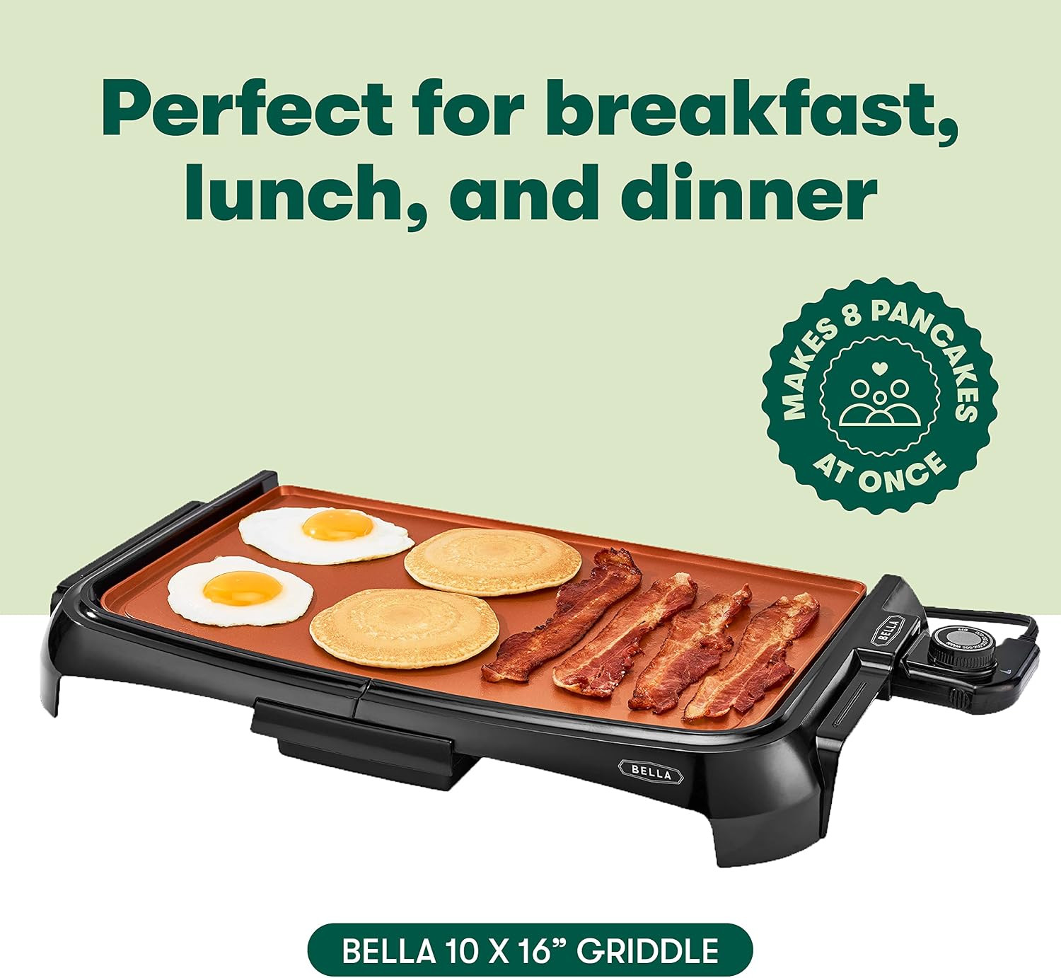 Griddle Ceramic Copper TI, Healthy-Eco Non-Stick Coating, Hassle-Free Clean Up,