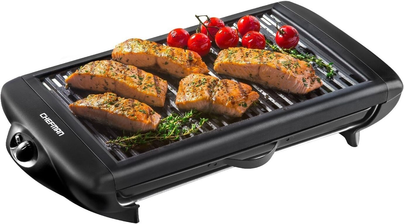 Non-Stick Indoor Grill with Dishwasher Safe Tray & 150 Sq. Inch Cooking Surface