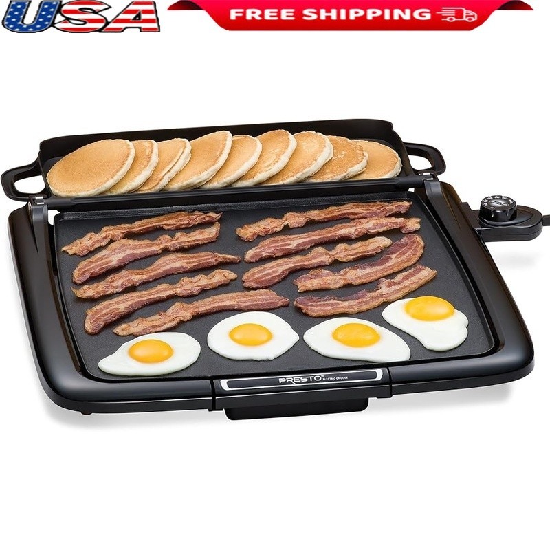 Electric Nonstick Griddle 14×15 Inch W/ Warming Tray & Easy Clean Drip Tray New