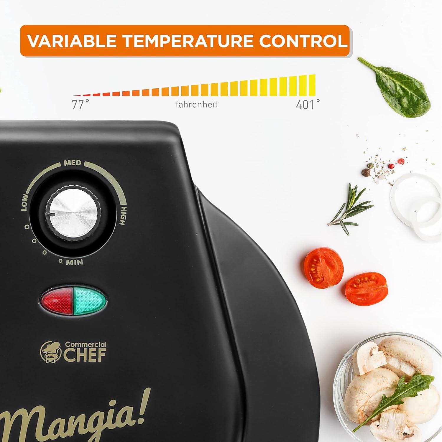 Commercial Chef 12 Pizza Maker with Variable Temperature, Quesadilla Maker with