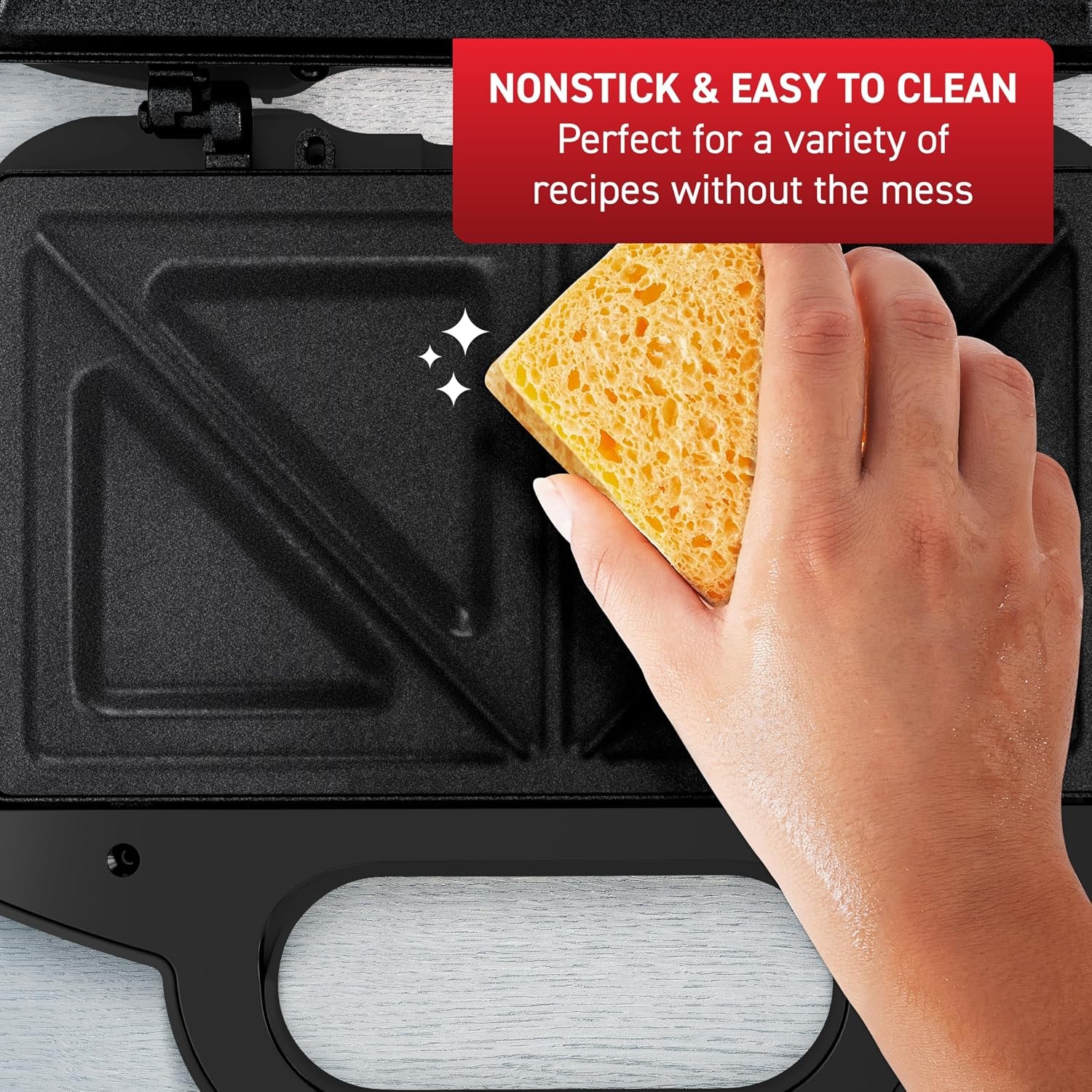 Compact Sandwich Maker Stainless Steel Easy to Clean Indicator Lights Cool Touch