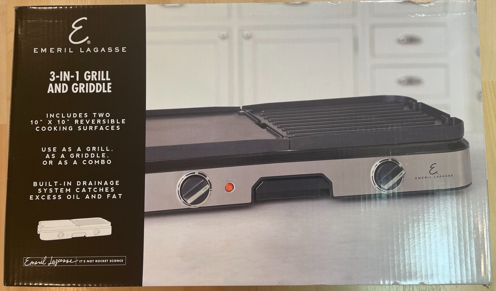 Emeril Lagasse Seasoned Cast Iron Reversible Grill / Griddle-Open Box