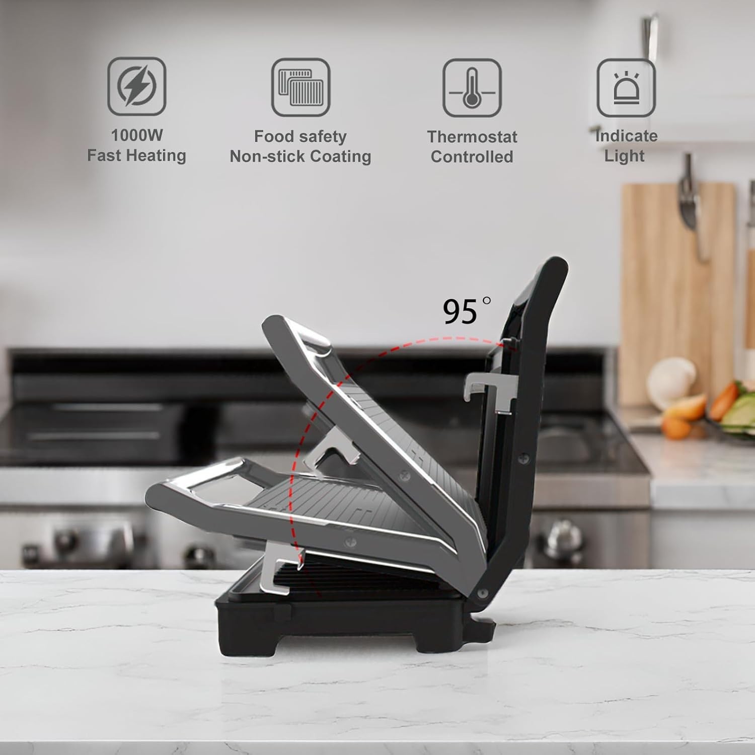 Parrilla De Prensa 1000W Electrica Para Sandwich Tortas Tostadora Pan