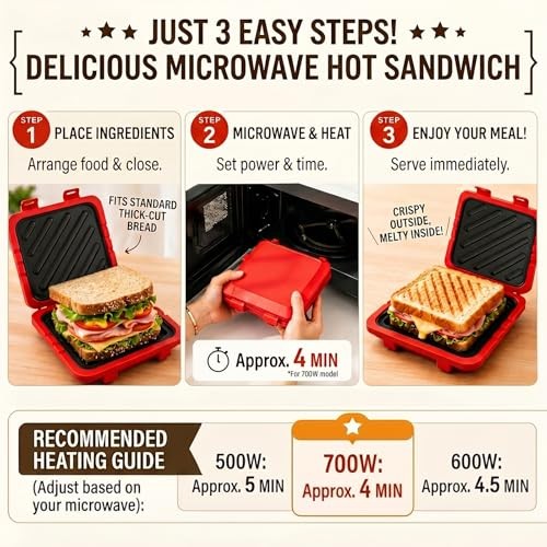 Large Red Microwave Toaster with Adjustable Silicone – Microwave Sandwich Maker