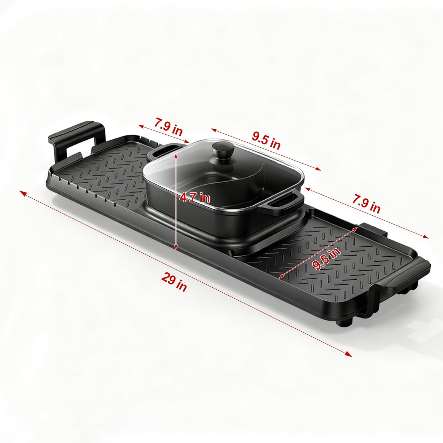 2250W Electric Grill and Hot Pot Combo, 29 X 9.5 Inch Smokeless Indoor BBQ Grill