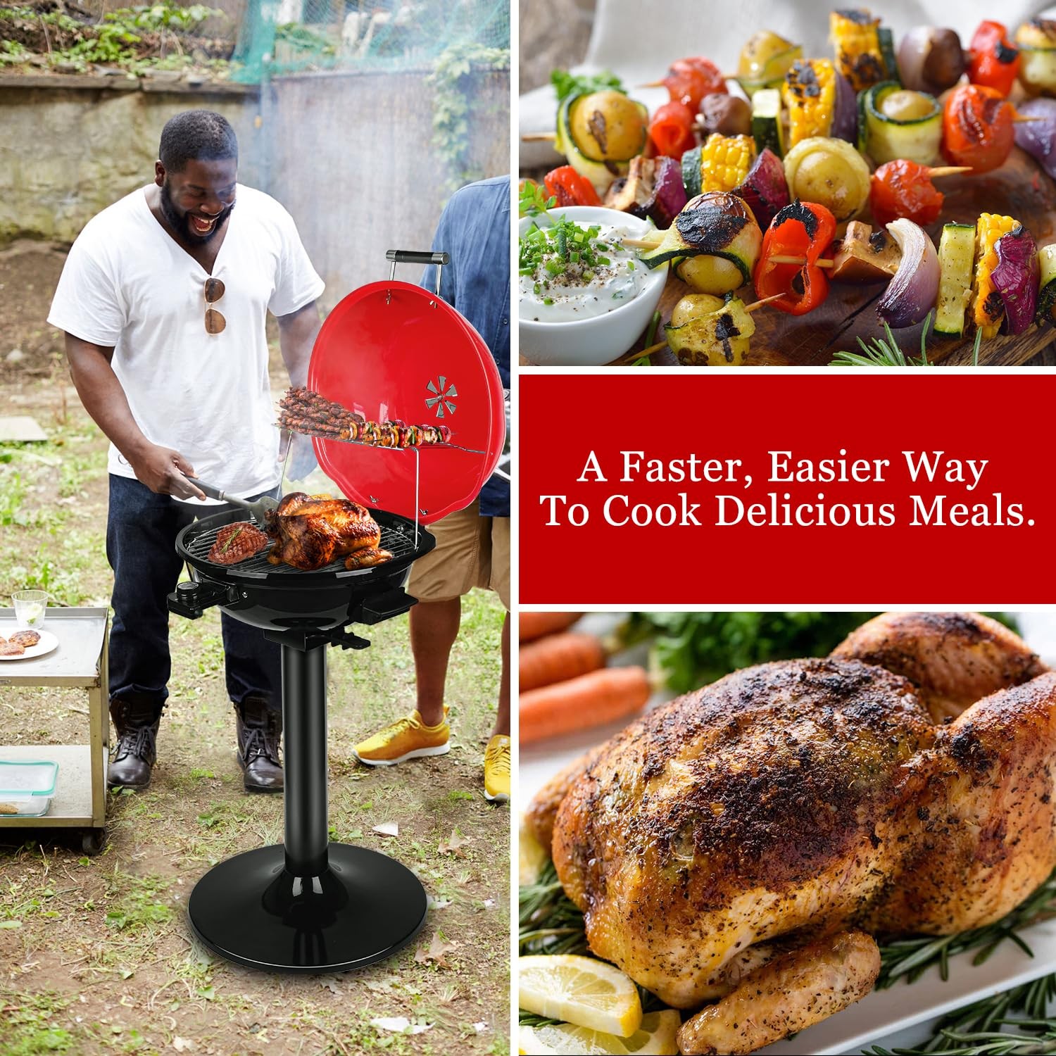 Electric Grill, Indoor/Outdoor Electric BBQ Grill, 1600W Portable Removable S…