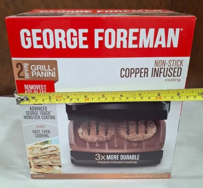 NEW George Foreman Individual Size Conpact Grill & Panini Press – Bronze & Black