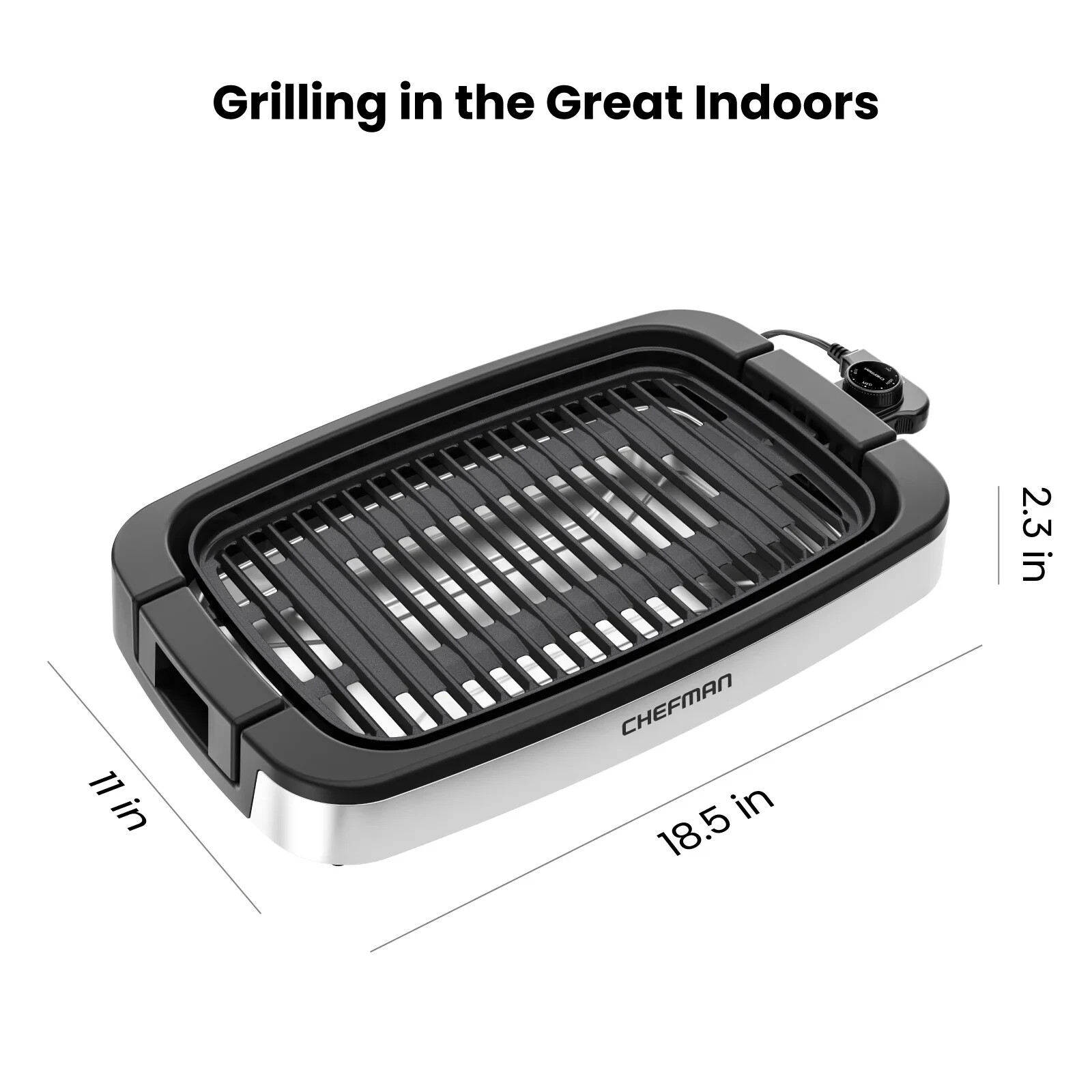 Chefman Smokeless Indoor Electric Grill, Adjustable Temp, Dishwasher-Safe Parts