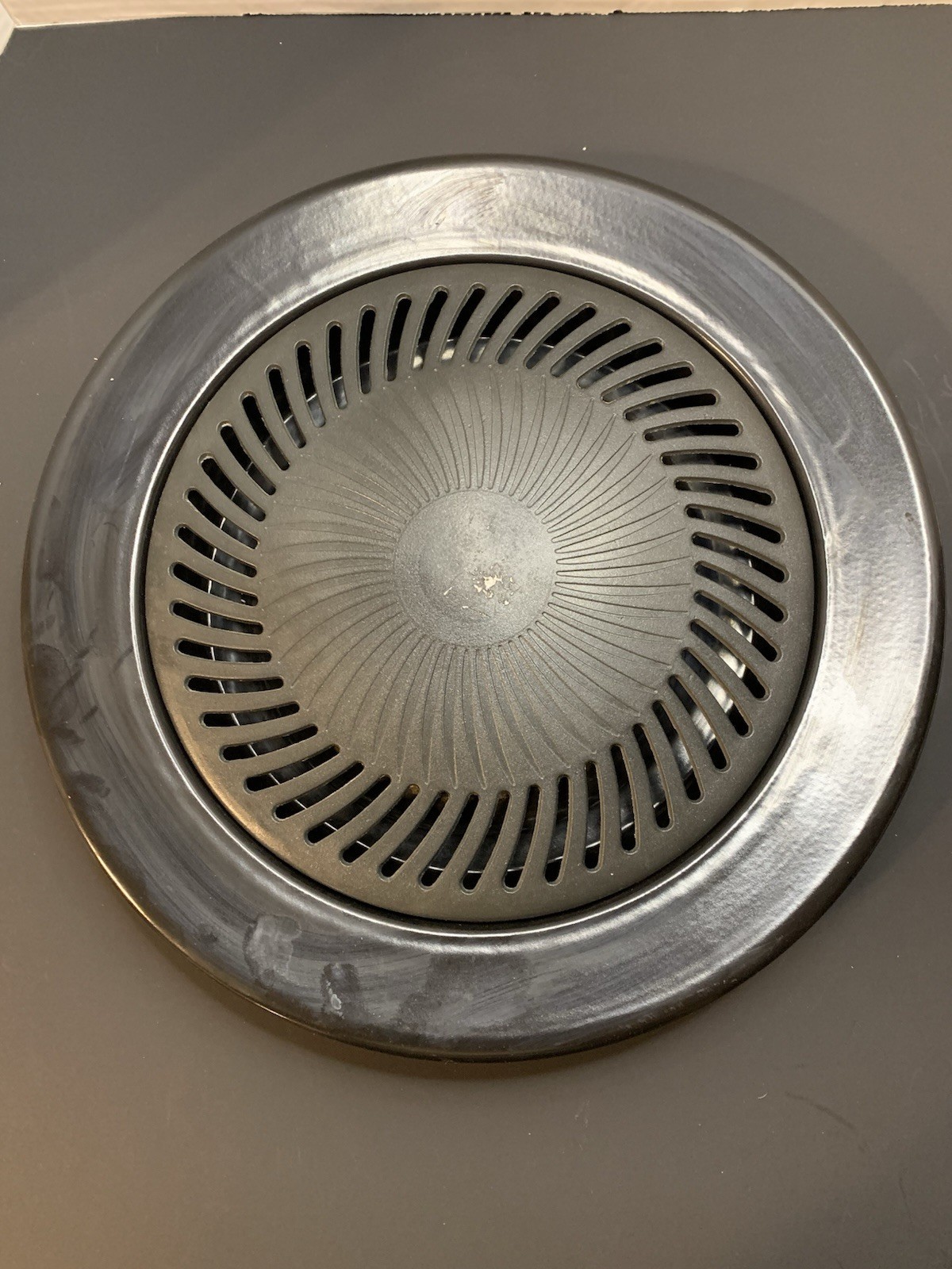 Korean Tabletop BBQ Grill Pan Smokeless Grill Plate Insert Round Made in Korea