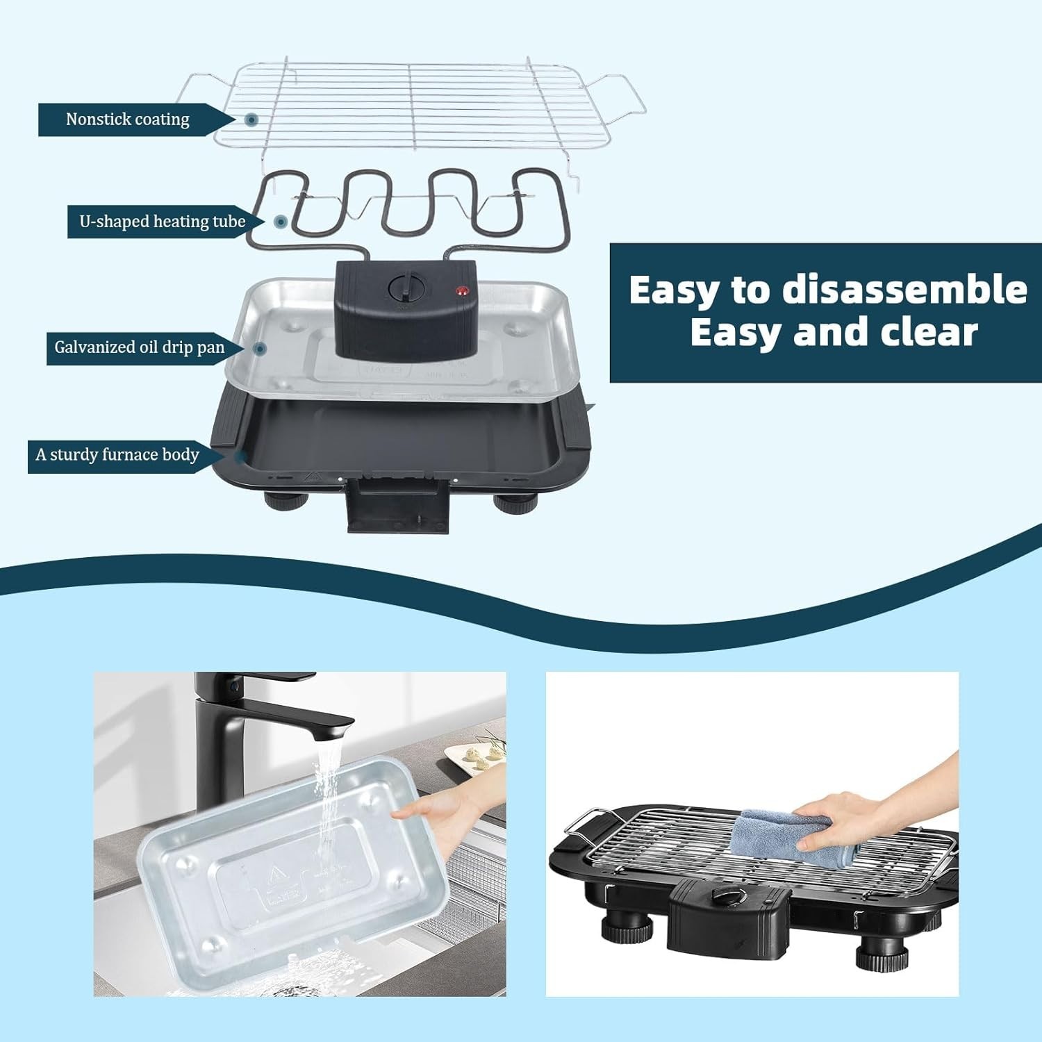 NEW Electric Grill Smokeless BBQ Portable Indoor Outdoor Stand YD301