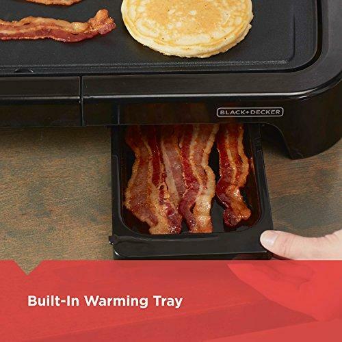 BLACK+DECKER Family-Sized Electric Griddle with Warming Tray & Drip Tray,