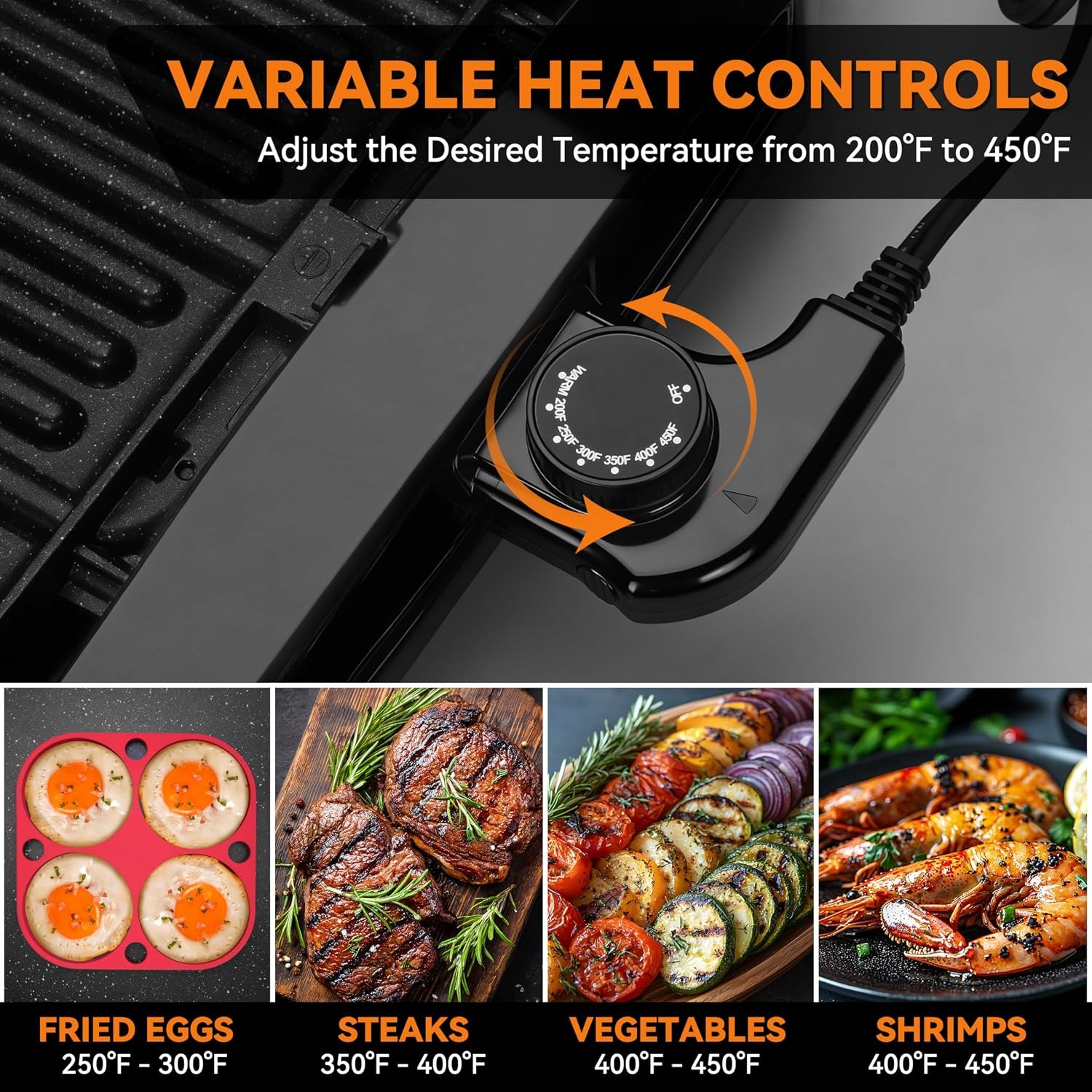 Indoor Searing Grill & Griddle, Electric Griddle with Removable Plate & Lid