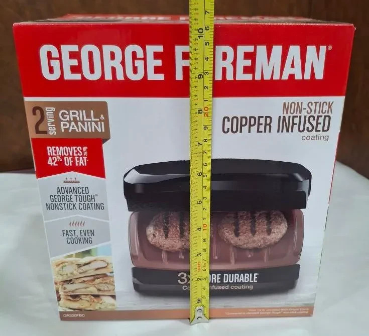 NEW George Foreman Individual Size Conpact Grill & Panini Press – Bronze & Black