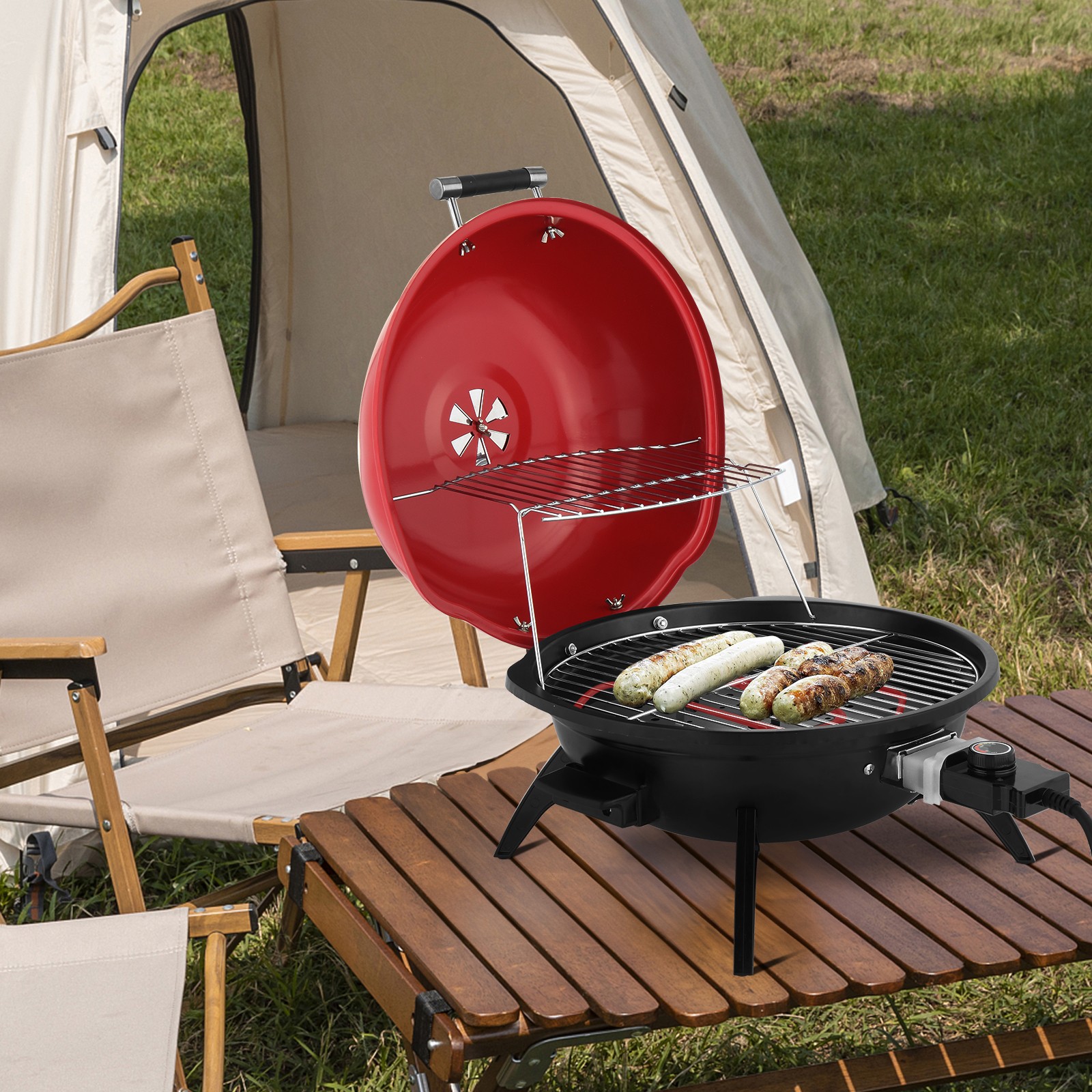 Electric Countertop BBQ Grill, Portable Double Layer Indoor/Outdoor Electric