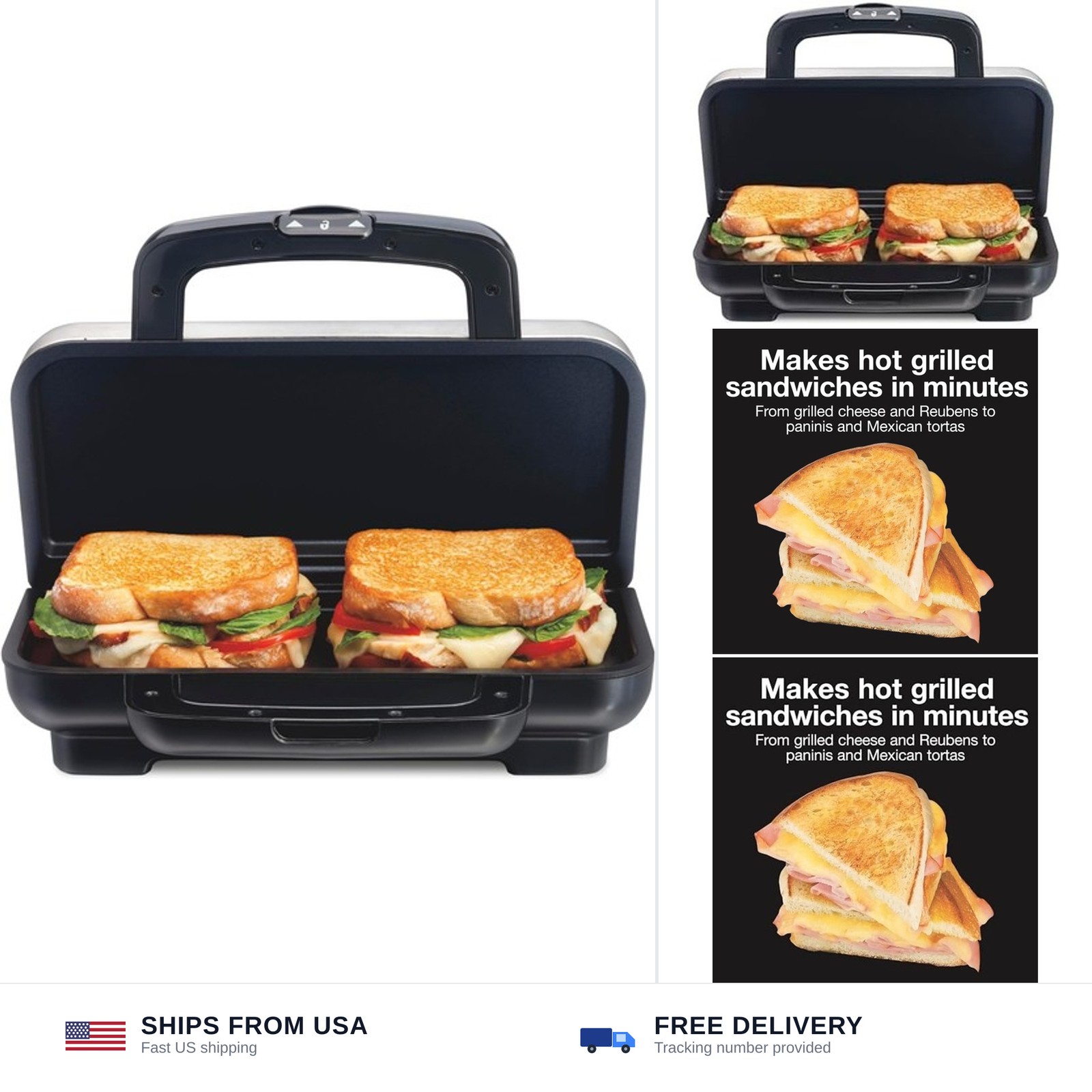 Proctor Silex Deluxe Hot Sandwich Maker With PFAS-Free Non-Stick Plates | Fit…