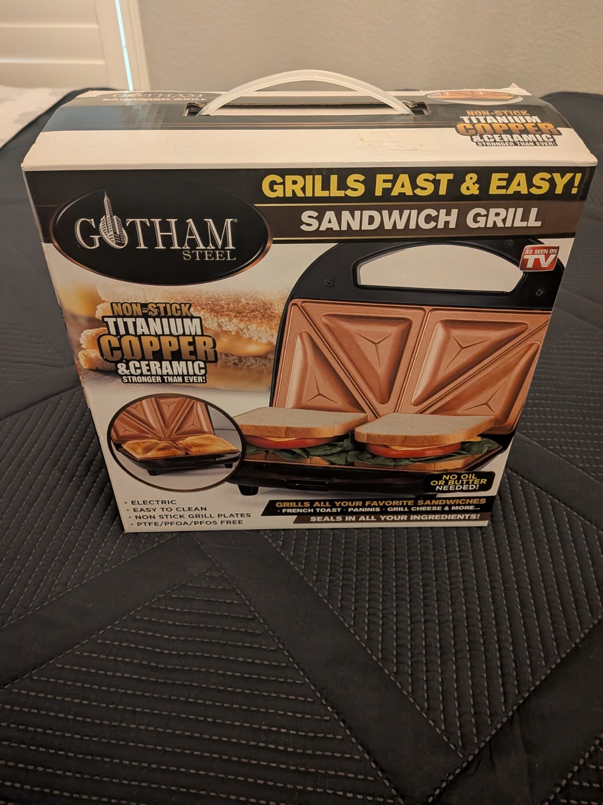 GOTHAM STEEL NON-STICK TITANIUM COPPER CERAMIC SANDWICH GRILL – NEW IN BOX