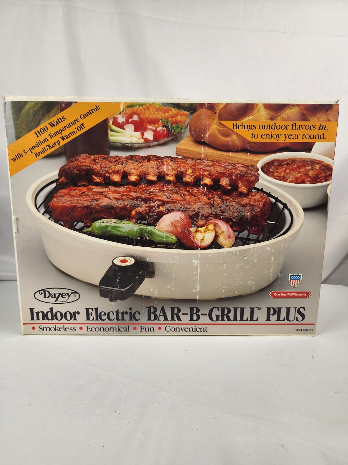 NOS Vintage DAZEY smokeless Indoor electric Bar-B-Que Grill Plus # DSG-132