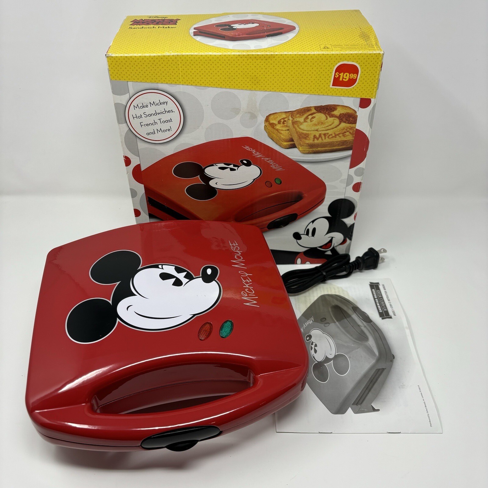 Disney Mickey Mouse French Toast Hot Sandwich Maker Grill DCM-5 ✅TESTED WORKS!