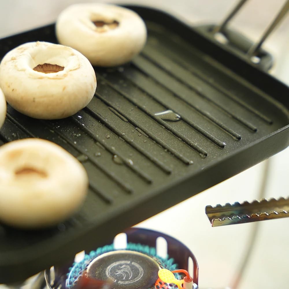 Compact Aluminium Alloy Mini Griddle Set with Stainless Steel Tongs – Portabl…