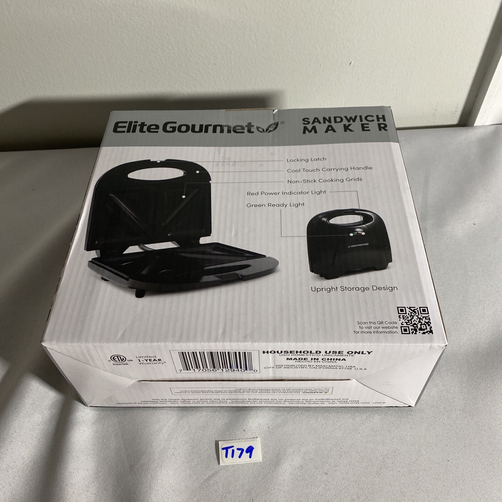 Elite Gourmet Sandwich maker , (T179)