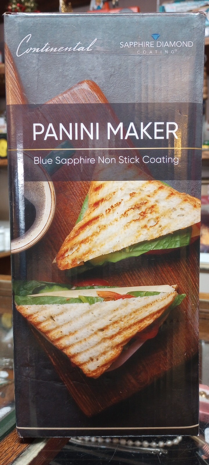 NEW in BOX Continental Electric Panini Grill w/SAPPHIRE Non-Stick Cooking Surfac