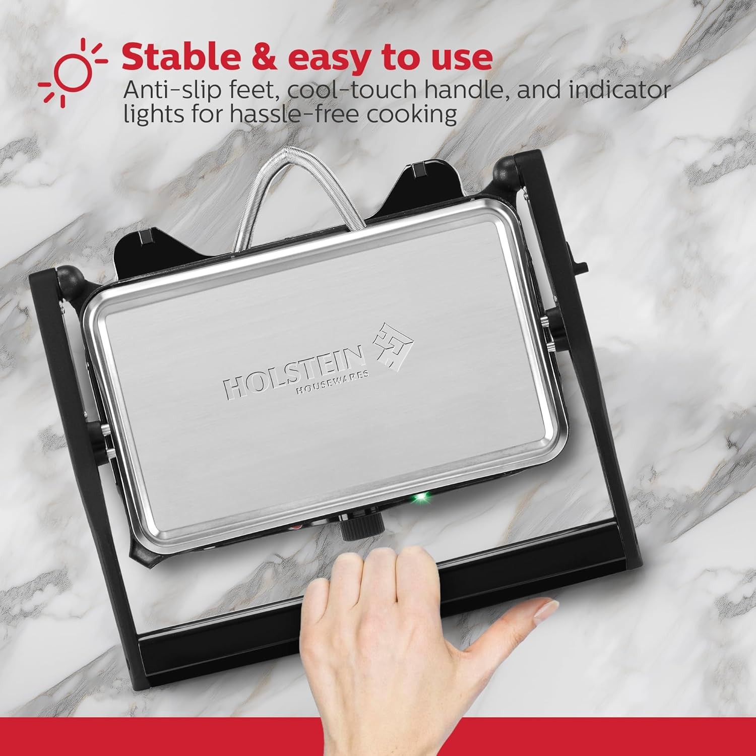 2-Slice Panini Press & Grill Black/Stainless Steel Sandwich Maker W/ Non-Stick