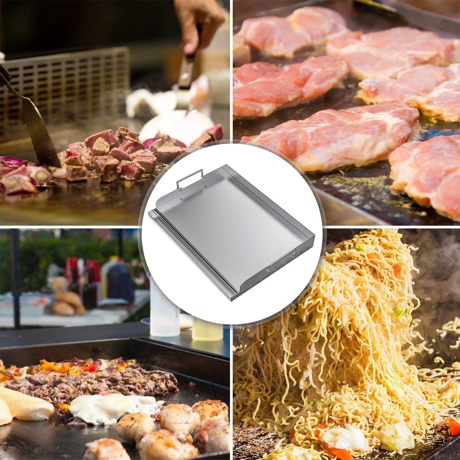 Professional Grade Stainless Steel Griddle with Even Heating Bracing – 17″ x 13″