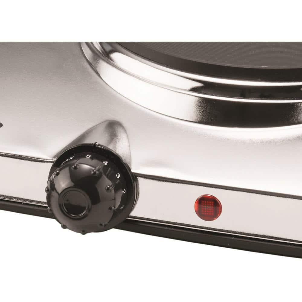 Brentwood Appliances Electric Hot Plate 2-Burner Silver Even Heat Distribution