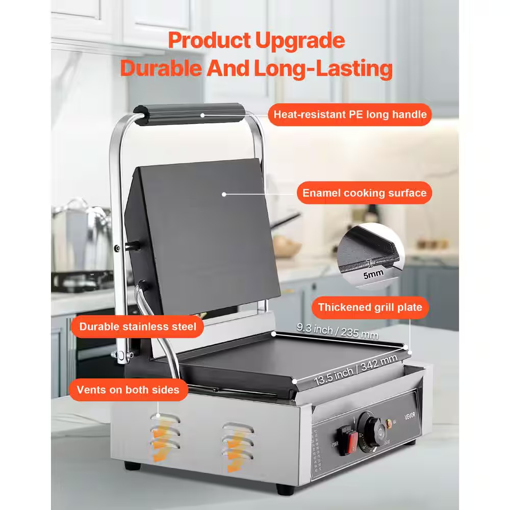 Commercial Panini Grill 1,800 W Small Electric Product Type Sandwich Maker with