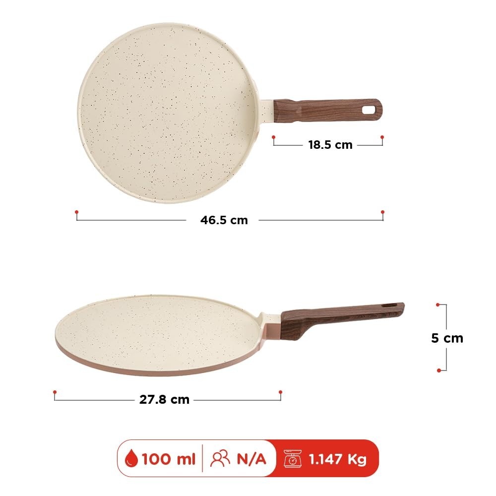 Vinod Ceravit Ceramic Non Stick Dosa Tawa Gas Induction Metal Spoon Safe
