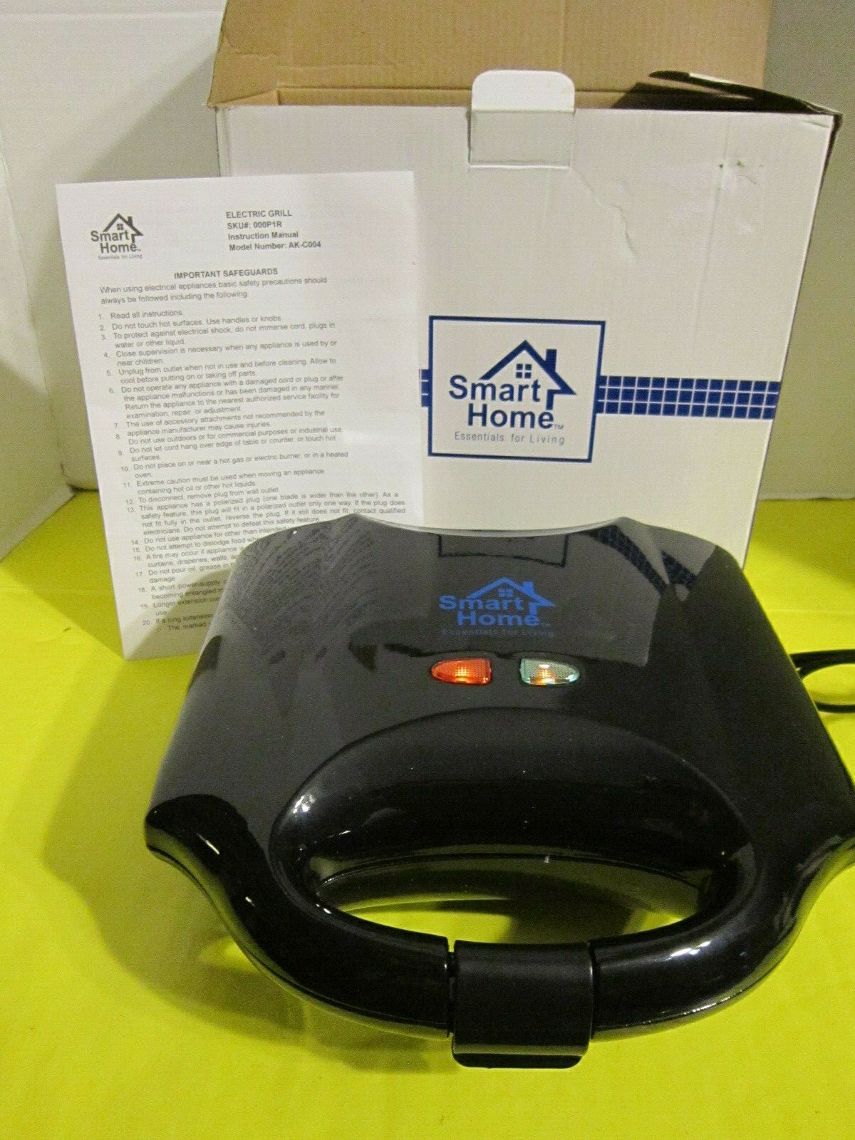 Smart Home Electric Grill Black New in Open Box