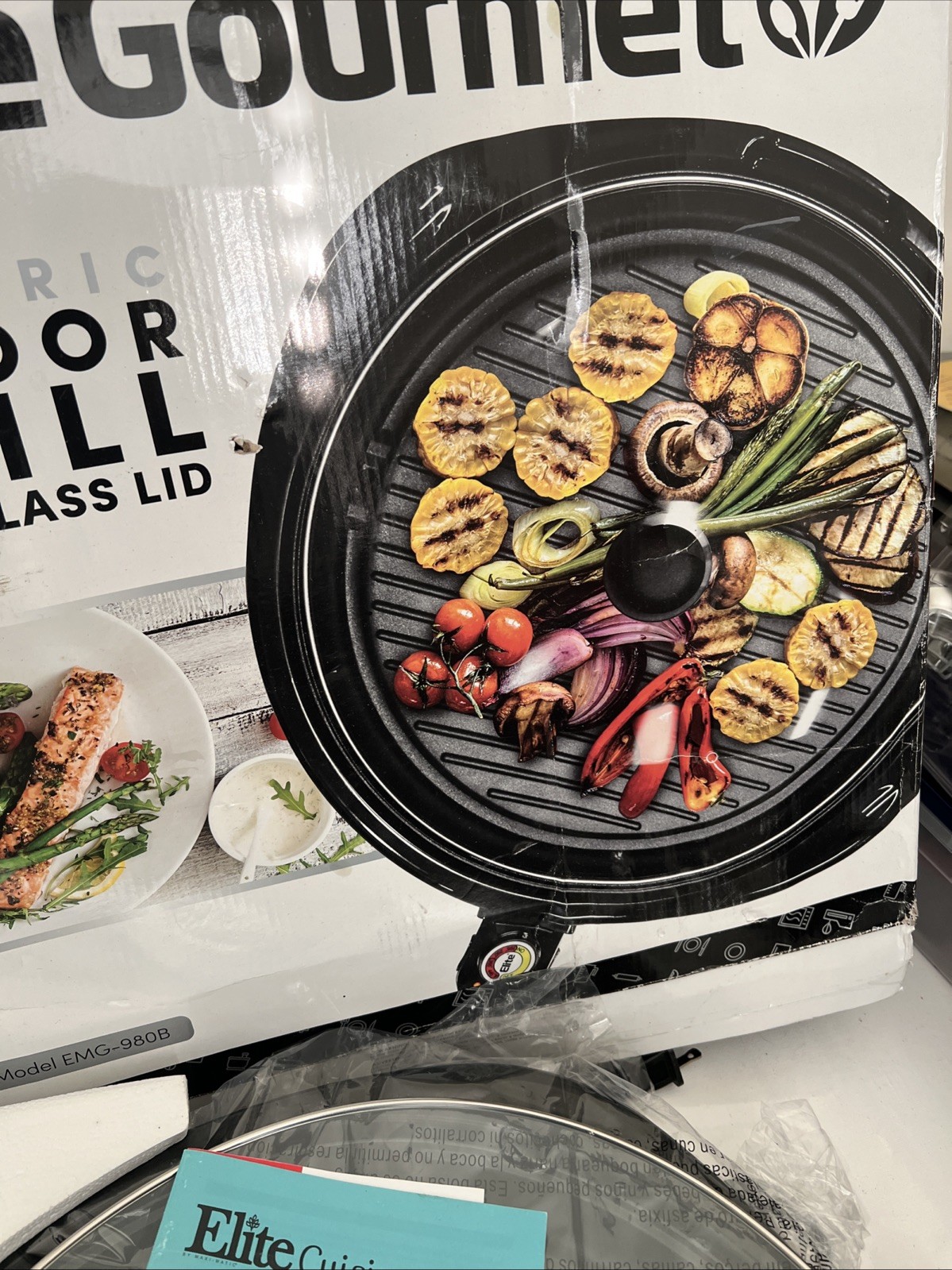 Elite Gourmet EMG-980B Smokeless Indoor Electric Grill 14″ Nonstick New Open Box