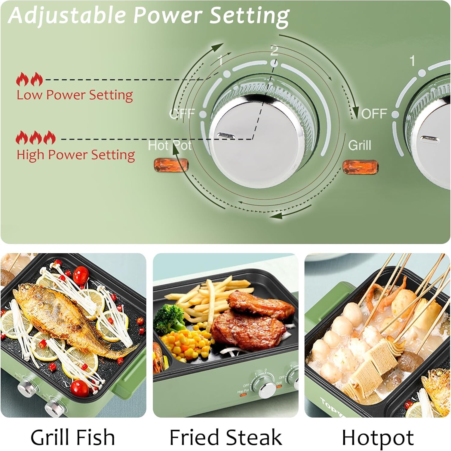 Hot Pot Electric with Grill, 2 in 1 Indoor Non-Stick Electric Pot and Griddle…