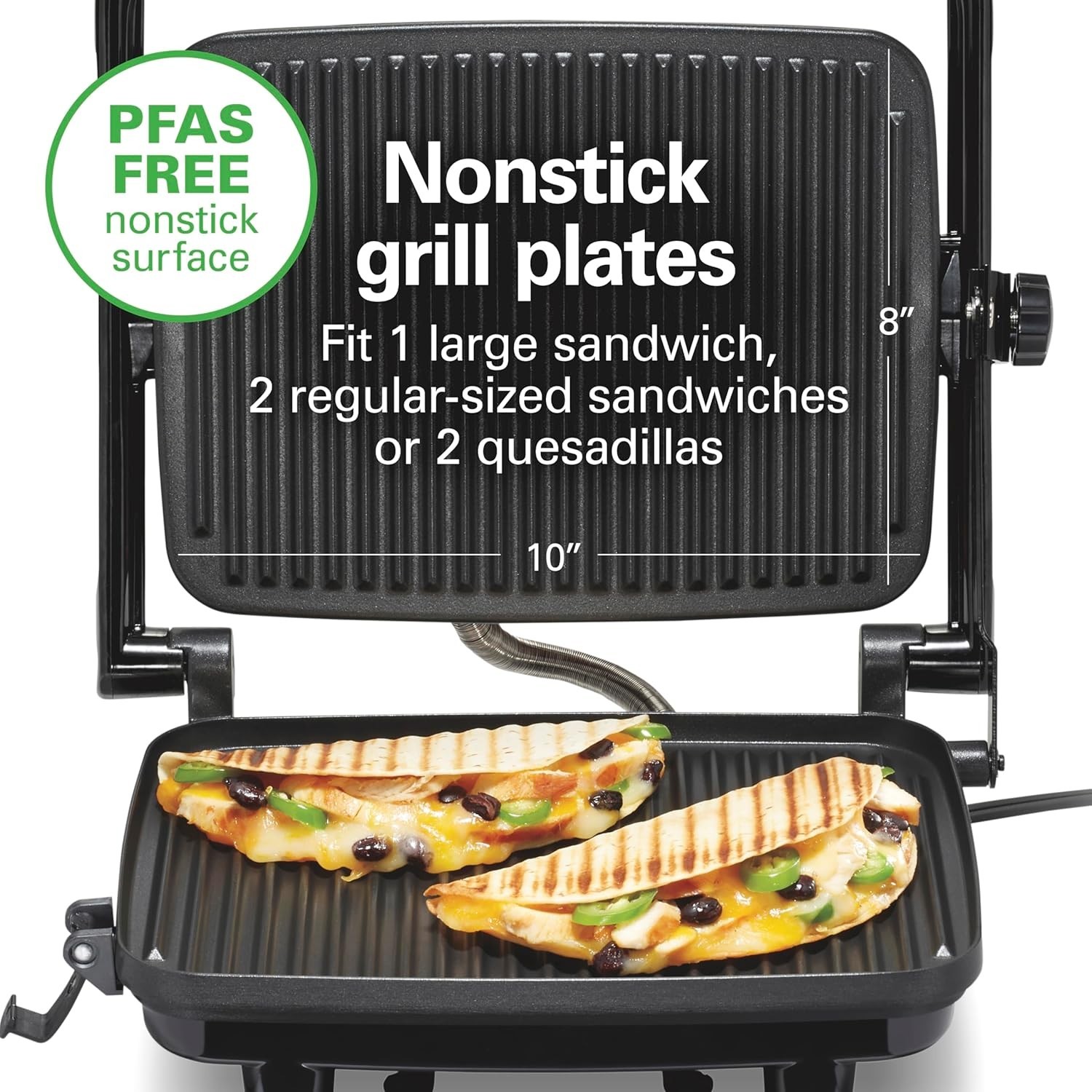 Hamilton Beach Panini Press 10” x 8” Nonstick Grids New