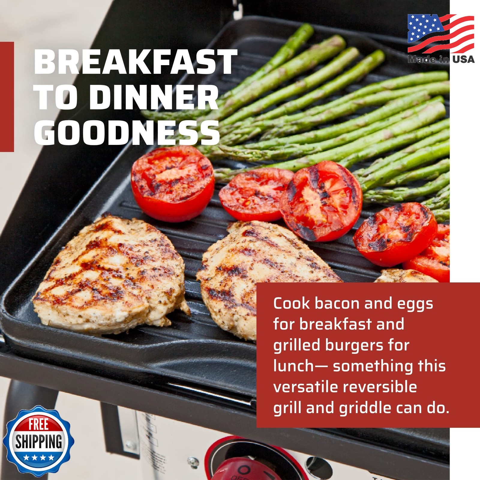Camp Chef Reversible Pre-Seasoned Cast Iron Griddle, Cooking Surface 14 in. x 16
