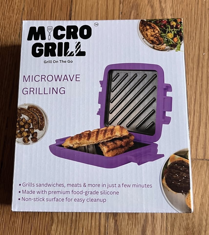 NEW Micro Grill Classic Microwave Sandwich Maker, 3-Min. Grilled Cheese/Panini!
