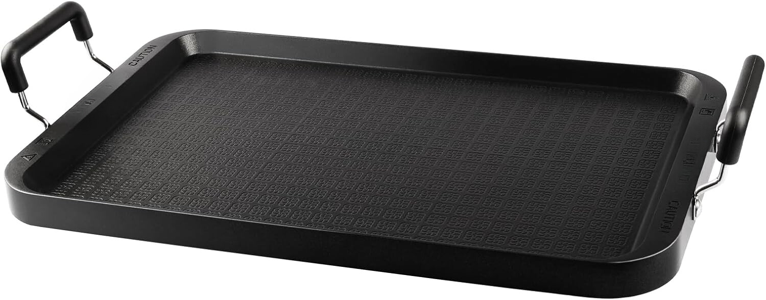 Stove Top Flat Griddle, 17-inch 2 Hearth Griddle Plate, Aluminum Pancake Griddle
