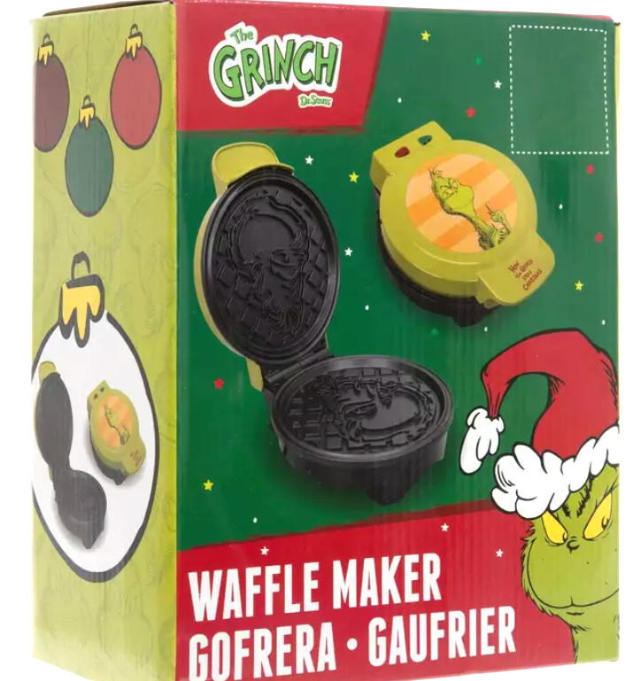 Dr. Seuss The Grinch Non Stick Waffle Maker Green Kitchen Christmas Holiday NEW