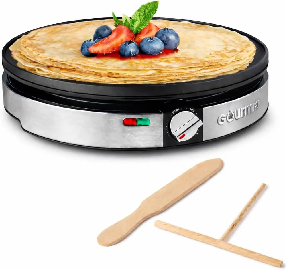 12 Inch Electric Crepe Maker Nonstick Griddle With Spatula And Batter Spreader