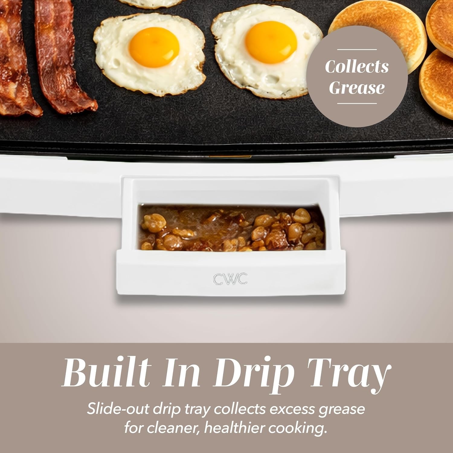 Electric Griddle, 1200W Nonstick 10″ x 16″ Cooking Surface, Cream