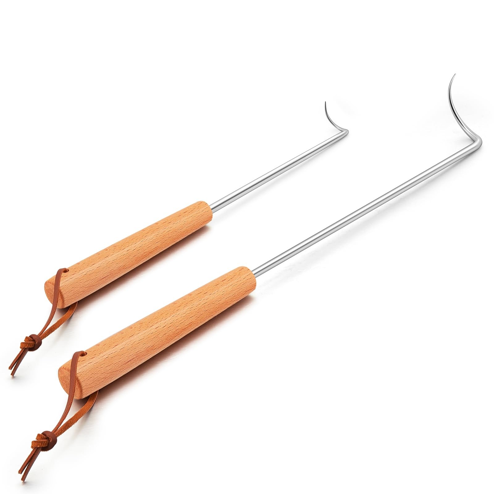 Pigtail Food Flipper 2Pcs, HaSteeL 12 & 17 Inch Meat 12″ + 17″, Righ Handed