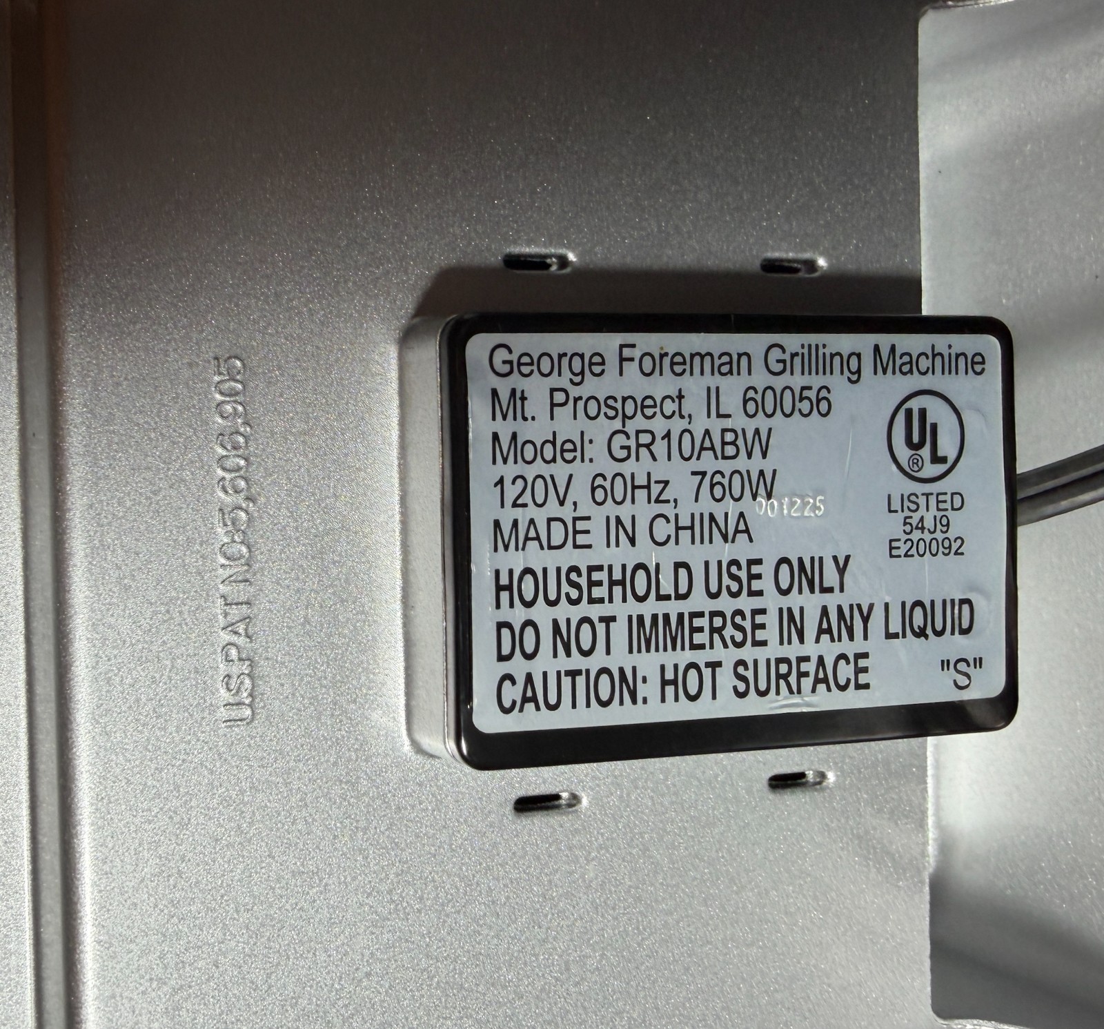 George Foreman Grill Model #GR10ABW Clean