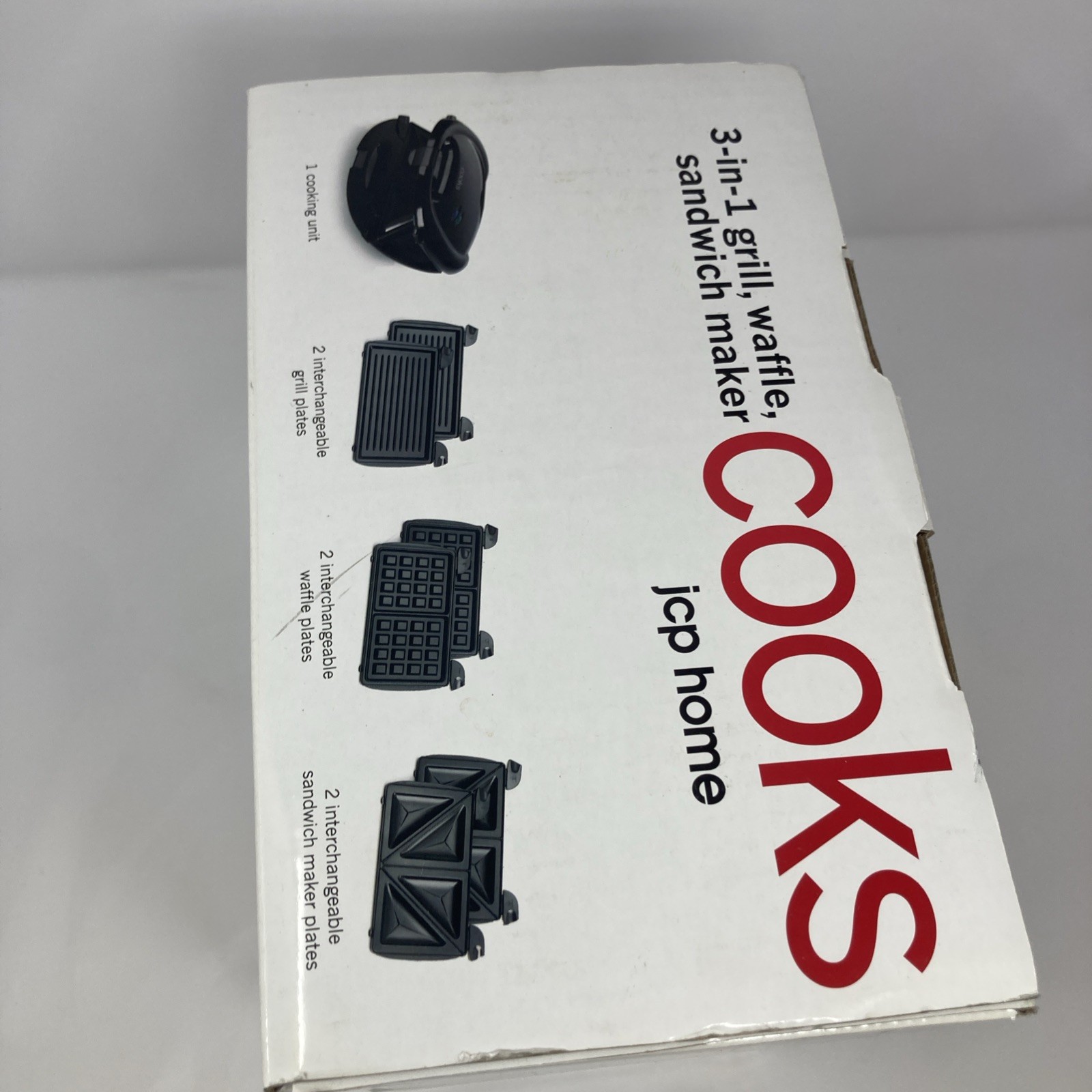 Cooks 3 in 1 Grill, Waffle, Sandwich Maker, Open box