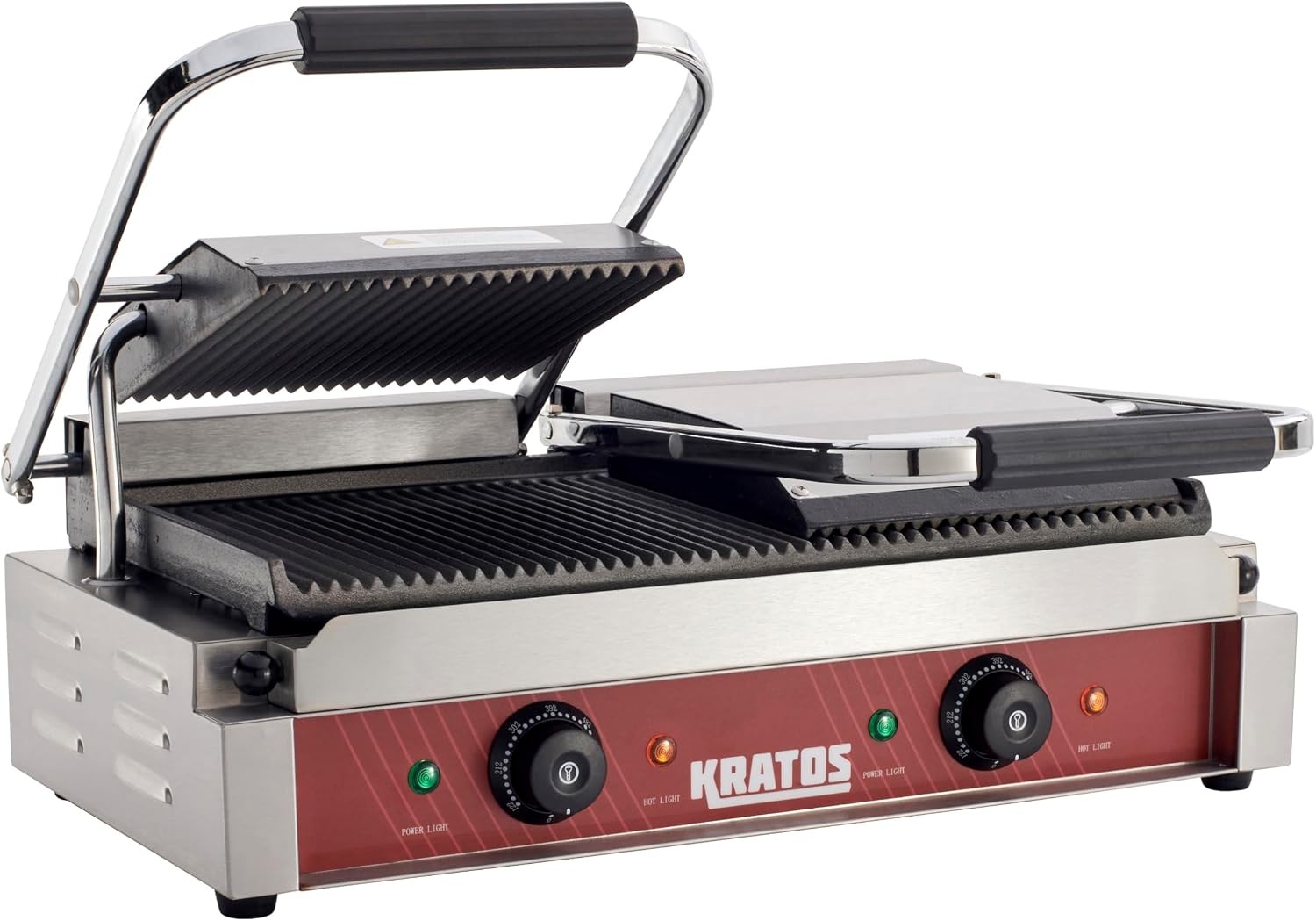 Commercial Electric Panini Sandwich Grill with Grooved Plates | 18.7″ x 9″