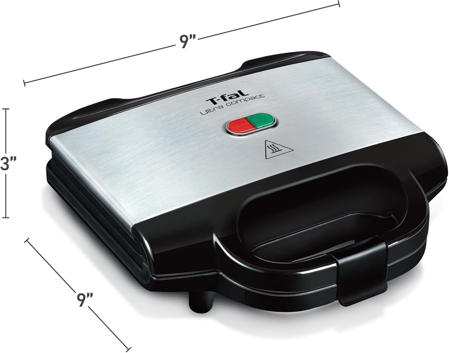 Compact Sandwich Maker Stainless Steel Easy to Clean Indicator Lights Cool Touch