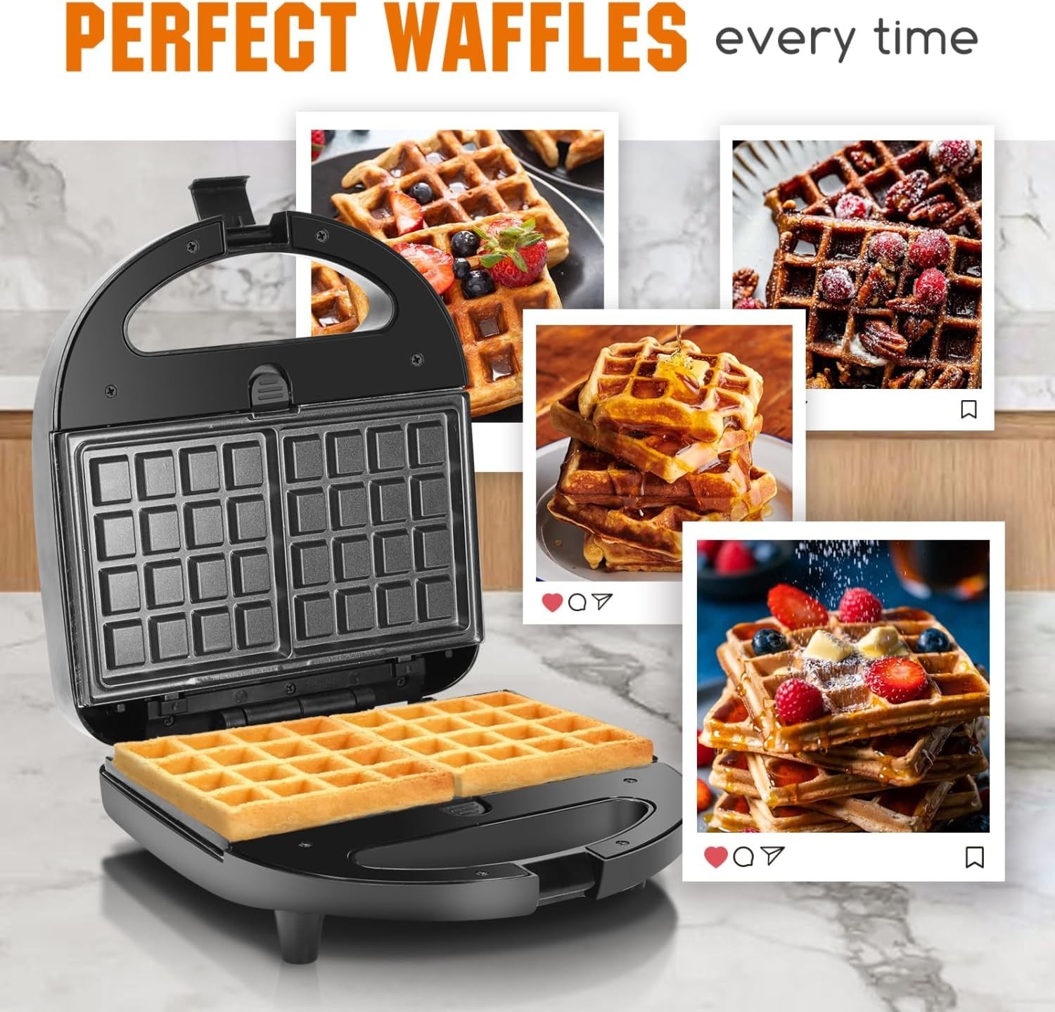 Aigostar 3 In 1 Sandwich Maker Panini Press Waffle Maker 750W